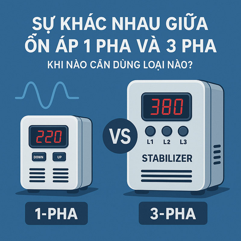 Sự khác nhau giữa ổn áp 1 pha và 3 pha – Khi nào cần dùng loại nào?